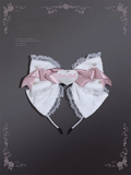 Weiße süße Lolita-Rosa-Spitzenschleife KC und Perlendetails