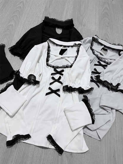 Mint | Knit Criss-Cross Jirai Arm Detachable Kei with Top Dusty Sleeves Neckline