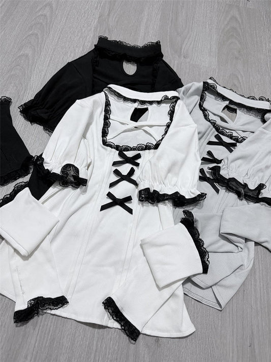 with Criss-Cross Top Sleeves Kei | Neckline Detachable Knit Arm Mint Jirai Dusty