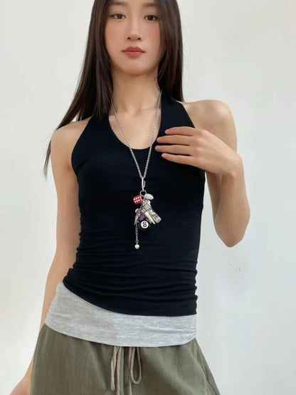 Y2K Silber Würfel Billard Ball Charm Schlüsselanhänger