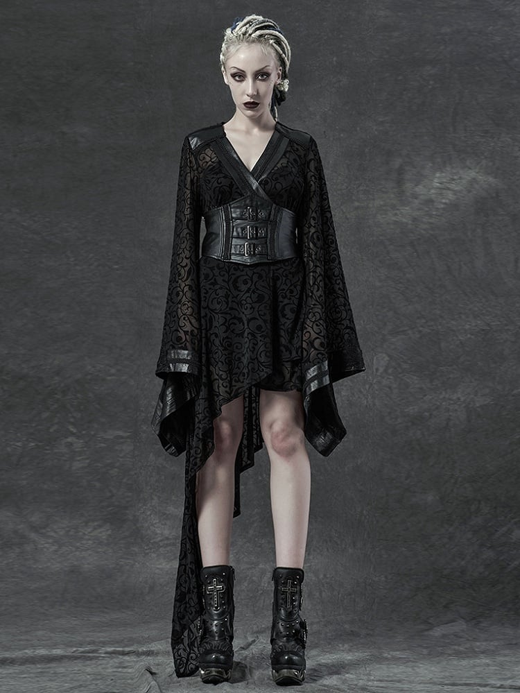 Gothic Asymmetrical Black Kimono