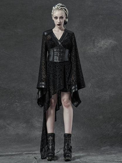 Gothic Asymmetrical Black Kimono