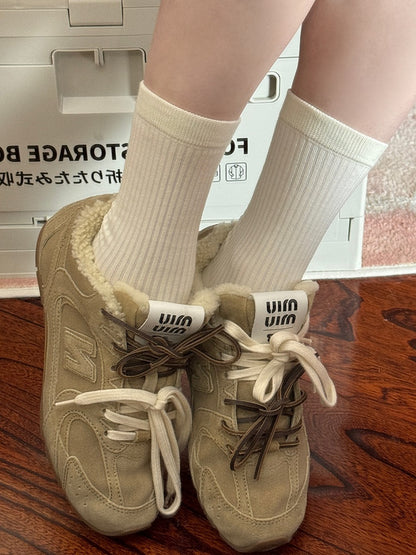 Calf Socks Pattern Striped White Lolita