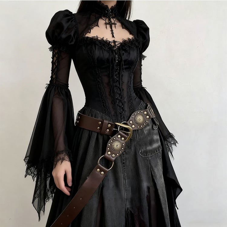 Waist Studded Black/Coffee Punk Belt
