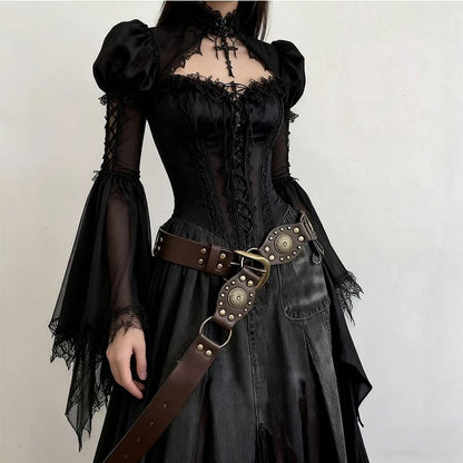 Waist Studded Black/Coffee Punk Belt