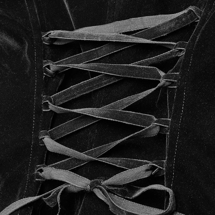 Short Weft Black Gothic Velvet Coat