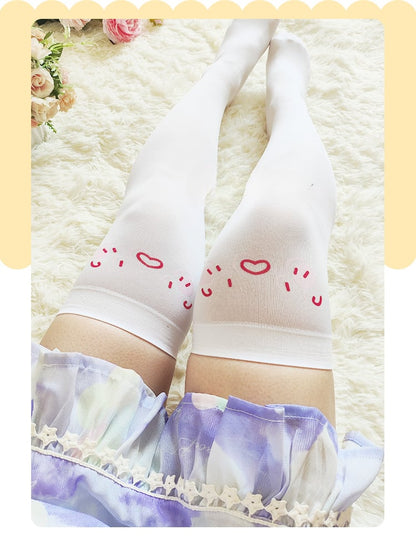 Weiße süße Overknee-Strümpfe