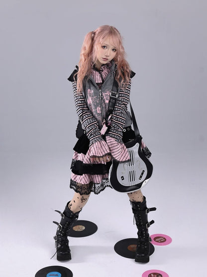 Punk Hime Two-Piece Ears Hoodie Faux Gyaru Bunny with Gray