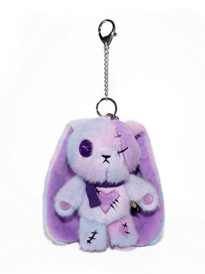 Green/Purple Heart Embroidery Guro - Bunny Kawaii Keychain