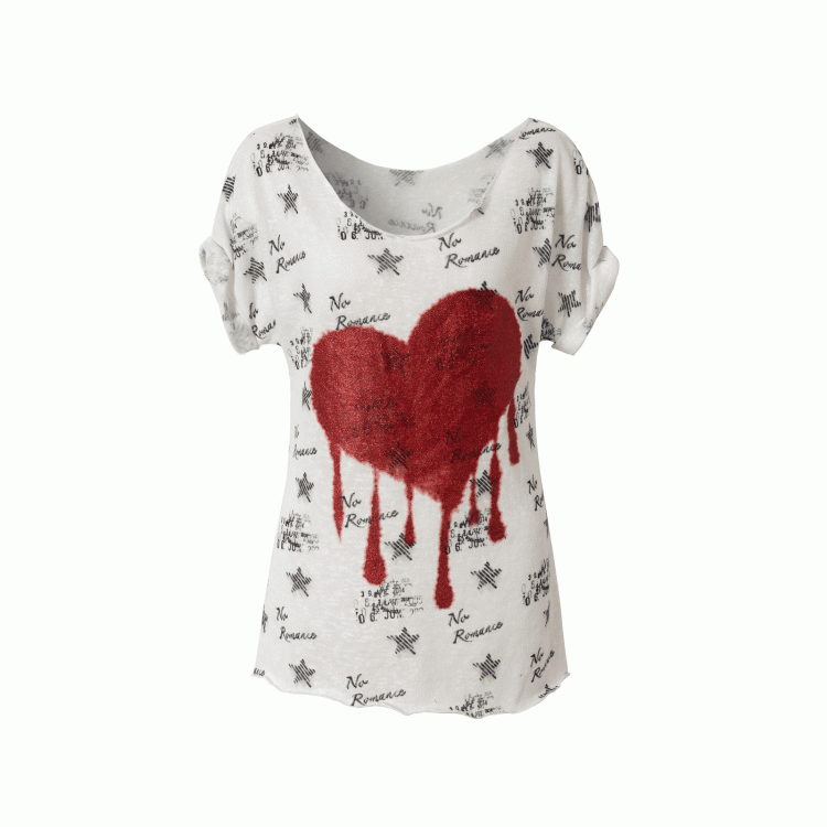 Schwarz/Weißes Navycore-Grafik-T-Shirt im Distressed-Design