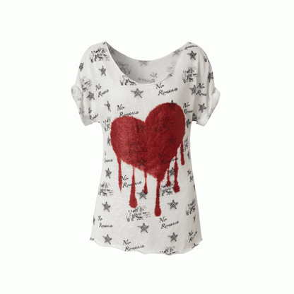 Schwarz/Weißes Navycore-Grafik-T-Shirt im Distressed-Design