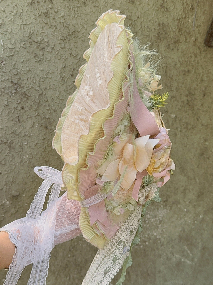 Feather-Adorned Straw Hat with Floral Motif for Lolita Looks - Hexagram