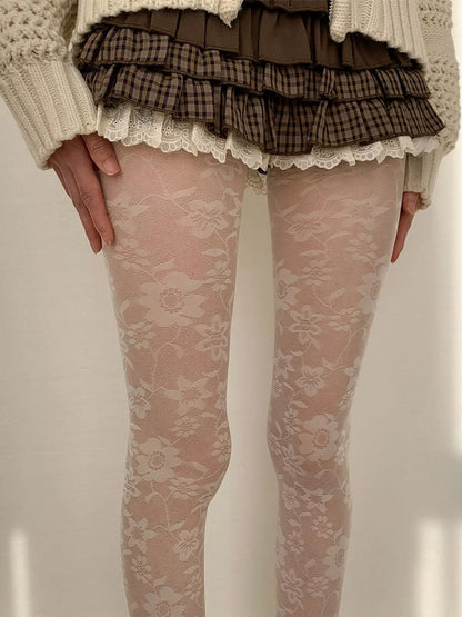 Lace Floral Sheer Vintage Pantyhose