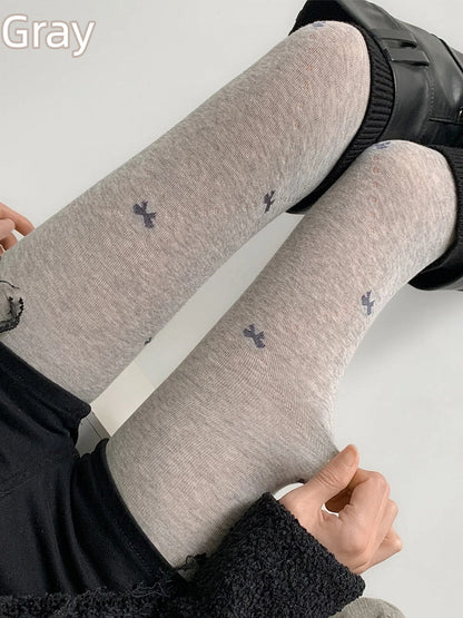 Warm Tights Colors) Dot (3 Ribbed Pattern Bow