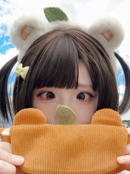 白いかわいいぬいぐるみテディの耳 KC