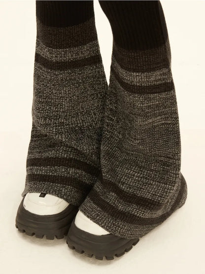 62CM Clearance-Size Knit Pants Black Colorblock and for Flared Gray S Waist