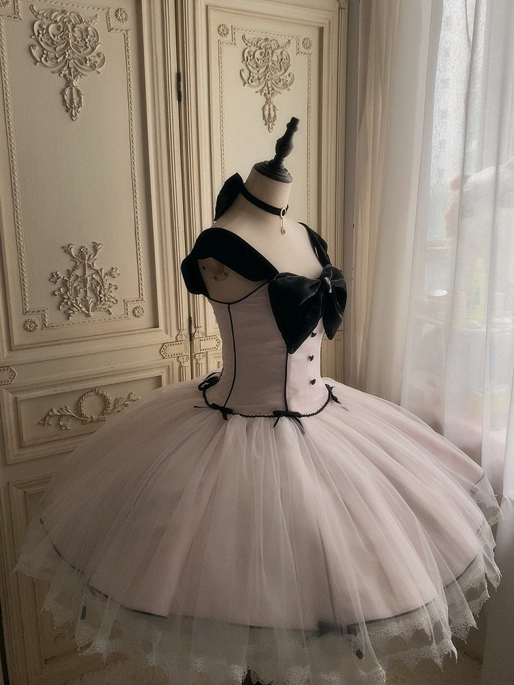 Pink Boned Waist Balletcore Lolita Birthday Dress Homecoming Dress