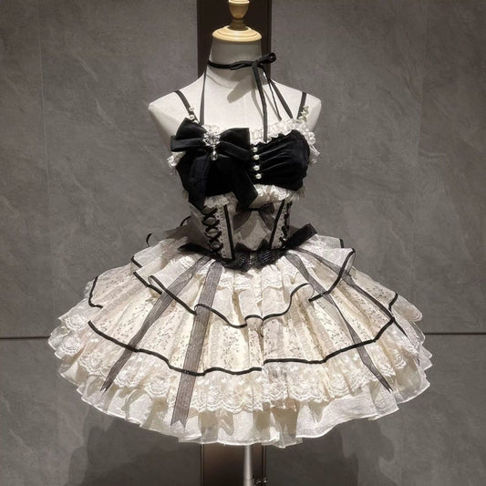 Ivory Sweet Lolita Cake Dress – French Halter Puff Skirt