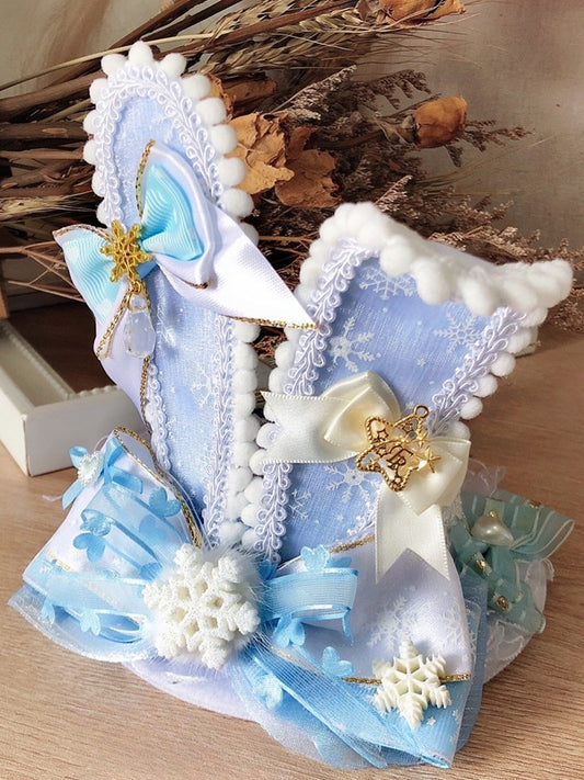 Hat Frozen Details Star Bowknot Ears And Vibes Decorated Snow Bunny Mini BlueWhite