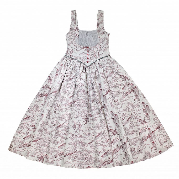 Under Skirt Lolita Wood Animals Red Boned Print Jumper Waist Bust Basque and