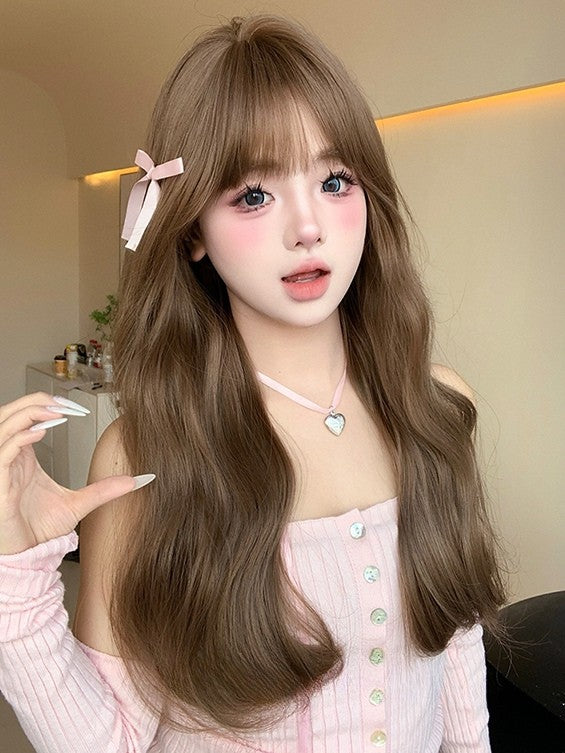 Länge Perücke Bnags Air Brown 62CM mit gewellten