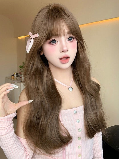 Länge Perücke Bnags Air Brown 62CM mit gewellten