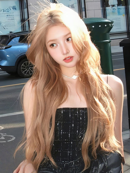 with Long Bangs 3 Wavy Color Wig 60CM Options