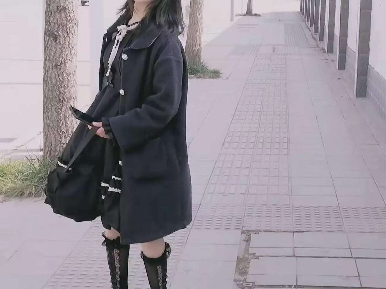 Dark Academia Schwarzes Kleid