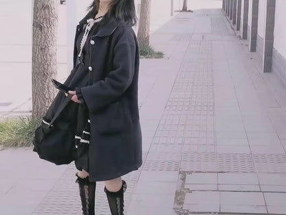 Dark Academia Schwarzes Kleid