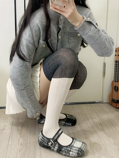 Light Grey&Dark Grey Overknee Stockings