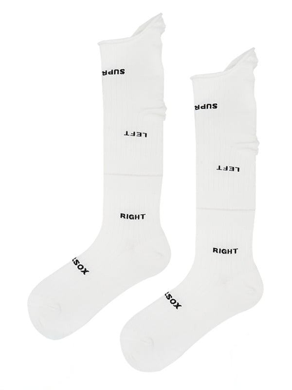 Two-Color Ribbed Calf Socks with Letter Print - ModaSwings