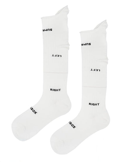 Two-Color Ribbed Calf Socks with Letter Print - ModaSwings