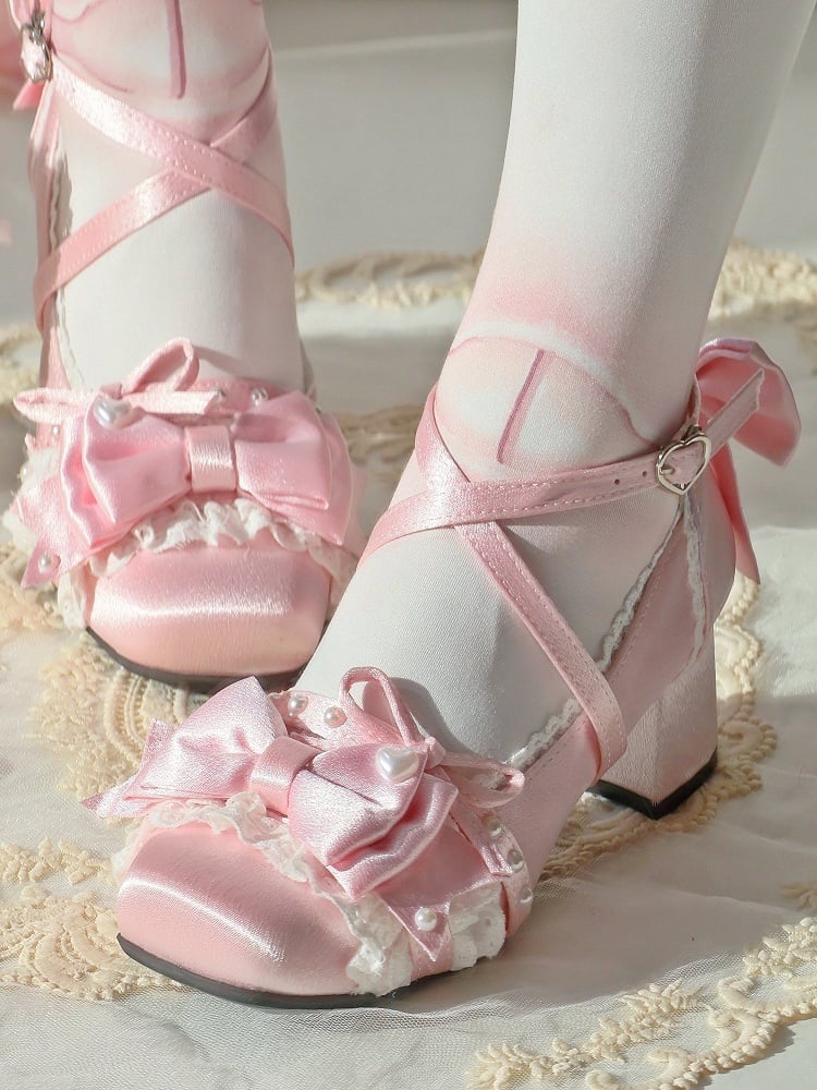 Sophisticated with Jane Bow Shoes Satin Pink Details Mary in