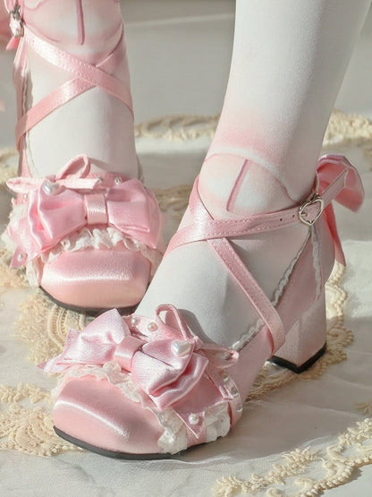 Sophisticated with Jane Bow Shoes Satin Pink Details Mary in