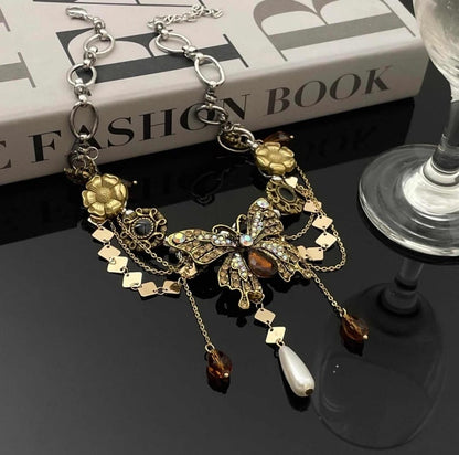 Schmetterling Barock Halskette Bronze Choker