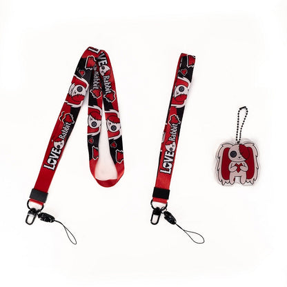 Guro Bunny Lanyard Kawaii 10 Designs with Two Cartoon Keychain/Phone Options Strap Detachable