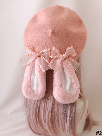 Cute Lolita of Options Berets Bunny Plush Droopy-Eared 2
