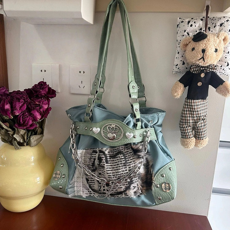 Y2K Green Vintage Underarm Bag Mint Shoulder Alternative