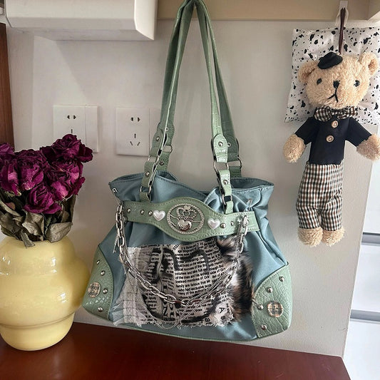 Y2K Green Vintage Underarm Bag Mint Shoulder Alternative