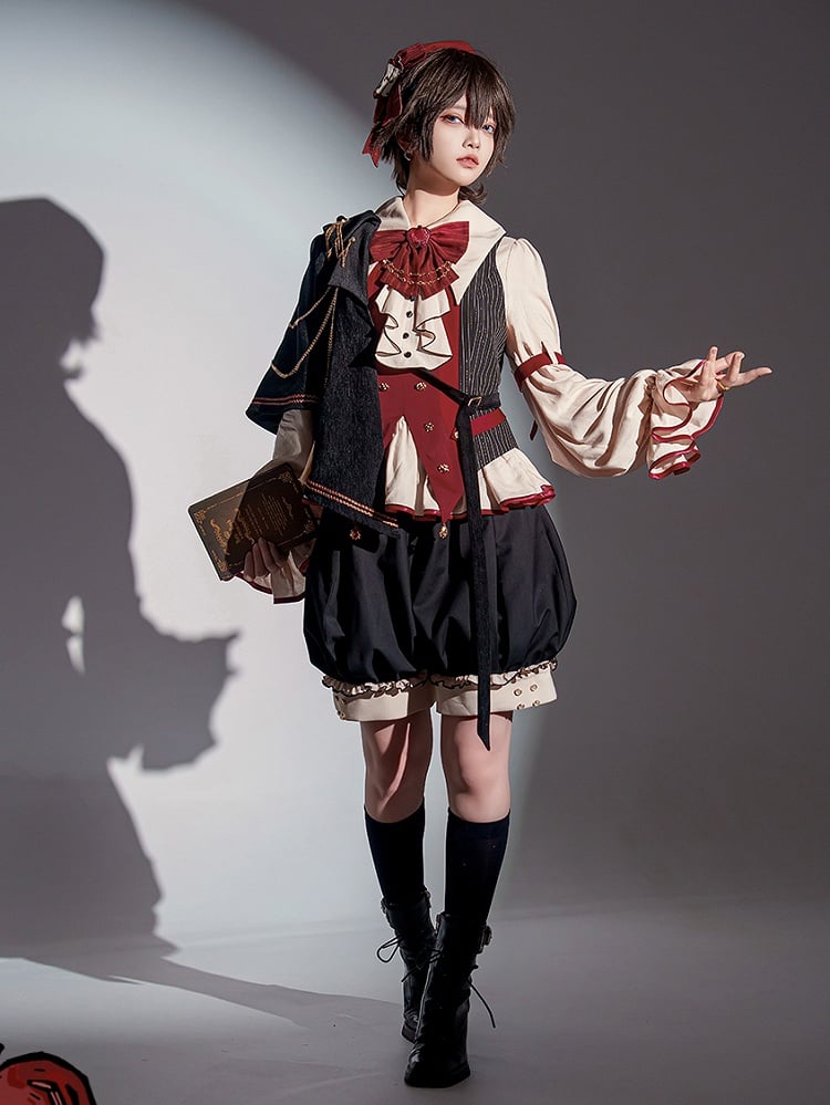 Red and Black Striped Ouji Fashion Waistcoat