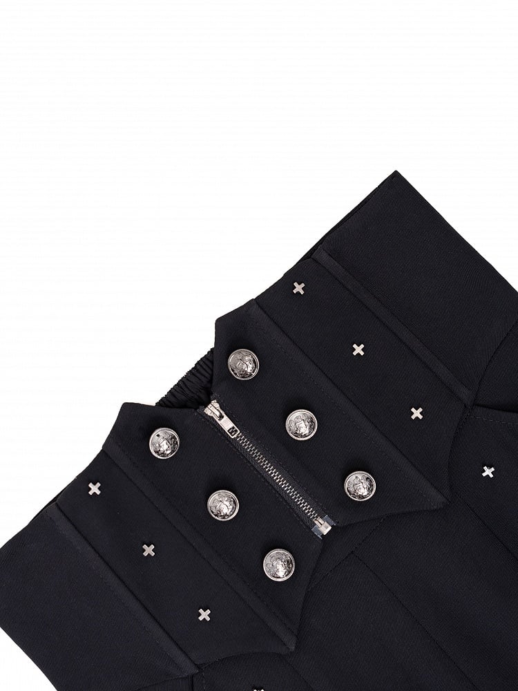 Black Boned Corset Belt High-Rise Ouji Pants - DevilInspired Exclusive Collection