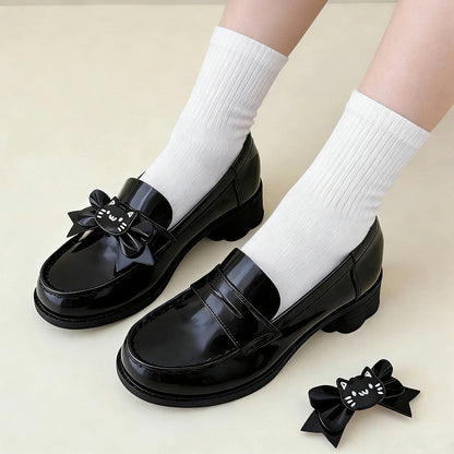 Shoes Height Black with Preppy Style Heel 5cm