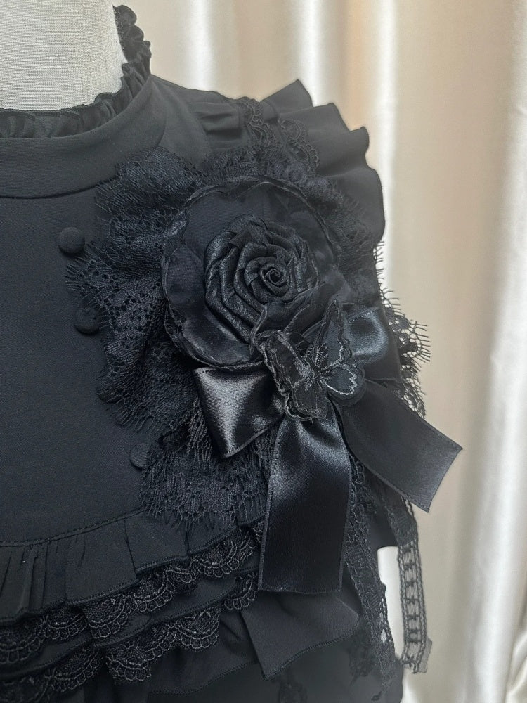 Schwarze Gothic-Haarspange mit Blumenmuster