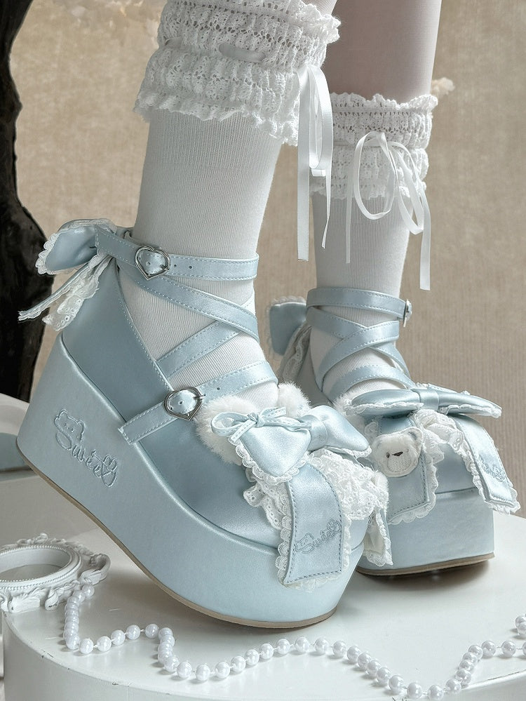 Ear Plush Sweet Accents Blue Platforms with Lolita Bear