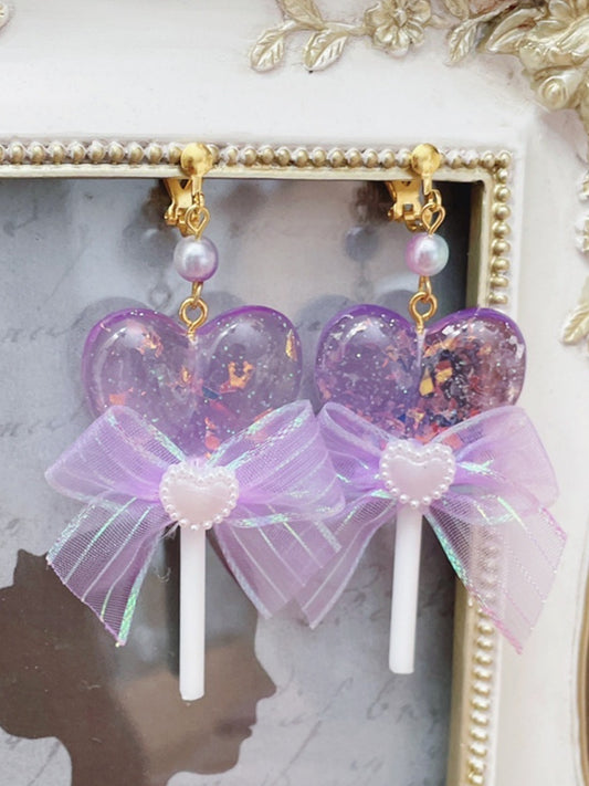Ear Bowknot Purple Lollipop Decorated Clips
