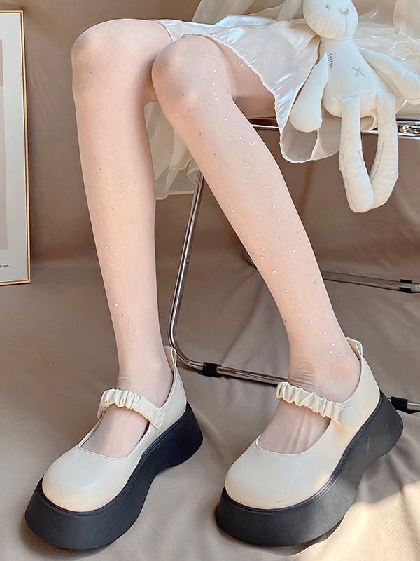 Sparkling Sheer White/Black/Nude Sequin Tights