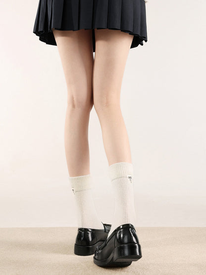 Colors) Ribbed Socks (2 Embroidery Bow with
