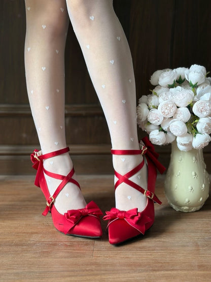 Seven Color Sweet Lolita 7CM Pointed Heels with Back Butterfly Bow - Seven Day Dream