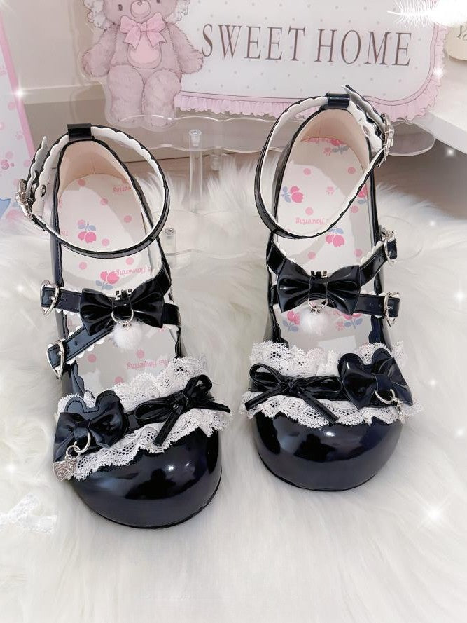 Sweet Leather - Bow Lolita Shoes PU with Black Decor