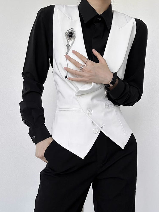 Suit Ties  Vest with White Ouji V-neck Lolita Back Adjustable